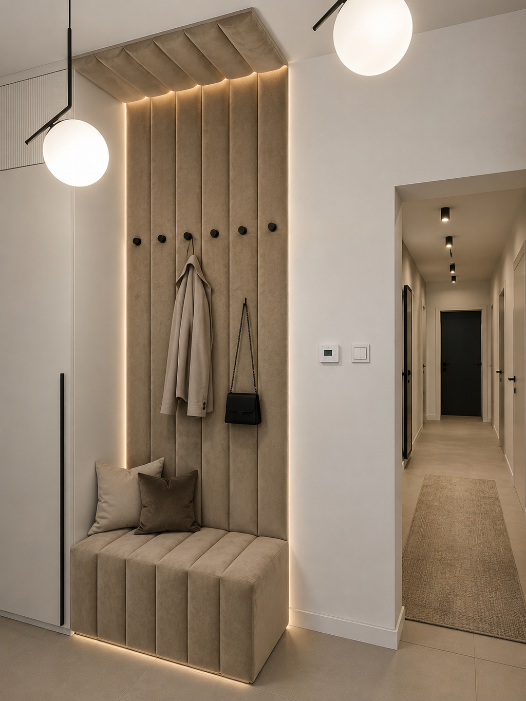 Garderoba PANEL PRO tapicerowana na wymiar-GUTEK HOME